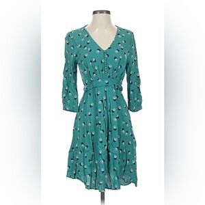 Boden Teal & White Polka Dot Midi Dress Size 4